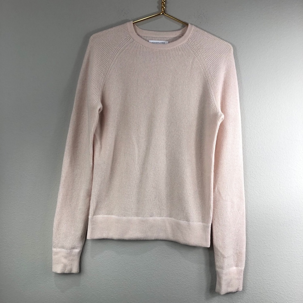 Everlane Pale Pink Cashmere Waffle Knit Sweater